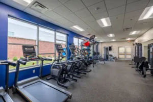 Workout room with treadmills